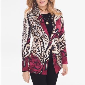 Chico’s Blazer Paisley Red Pattern Chico Sz 1